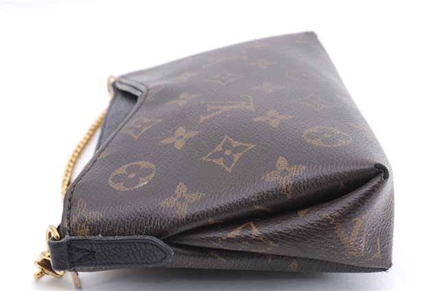 Auth Louis Vuitton Monogram Pallas Clutch Shoulder Hand Bag M44058 Black 2558E