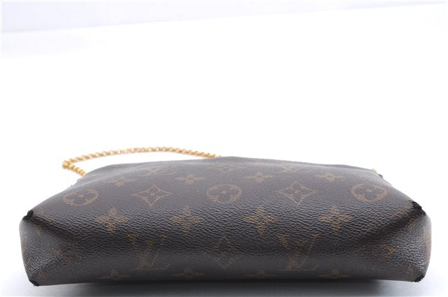 Auth Louis Vuitton Monogram Pallas Clutch Shoulder Hand Bag M44058 Black 2558E