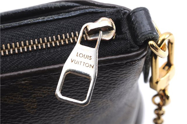 Auth Louis Vuitton Monogram Pallas Clutch Shoulder Hand Bag M44058 Black 2558E