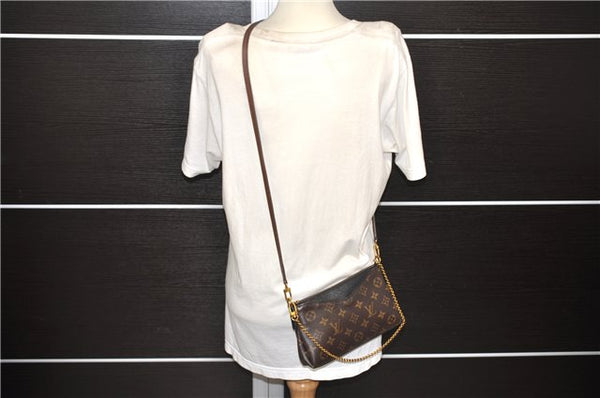 Auth Louis Vuitton Monogram Pallas Clutch Shoulder Hand Bag M44058 Black 2558E