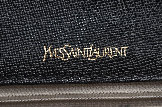 Authentic YVES SAINT LAURENT Clutch Hand Bag Purse Leather Black 2563F