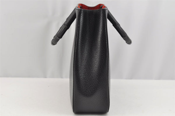 Authentic GUCCI Bamboo Vintage Hand Bag Purse Leather 0021061 Black 2568I