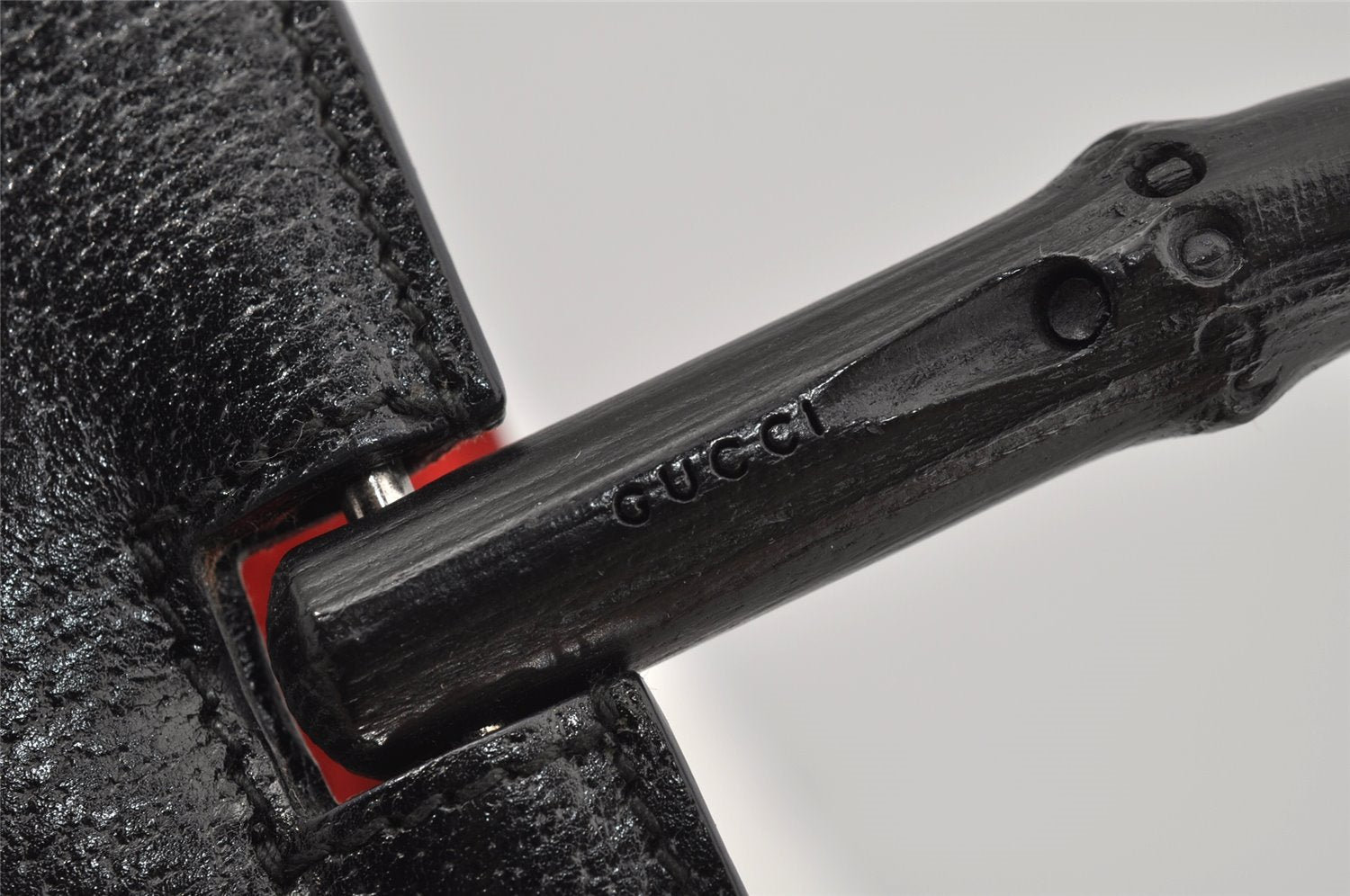 Authentic GUCCI Bamboo Vintage Hand Bag Purse Leather 0021061 Black 2568I