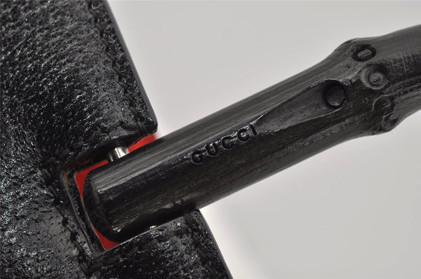 Authentic GUCCI Bamboo Vintage Hand Bag Purse Leather 0021061 Black 2568I