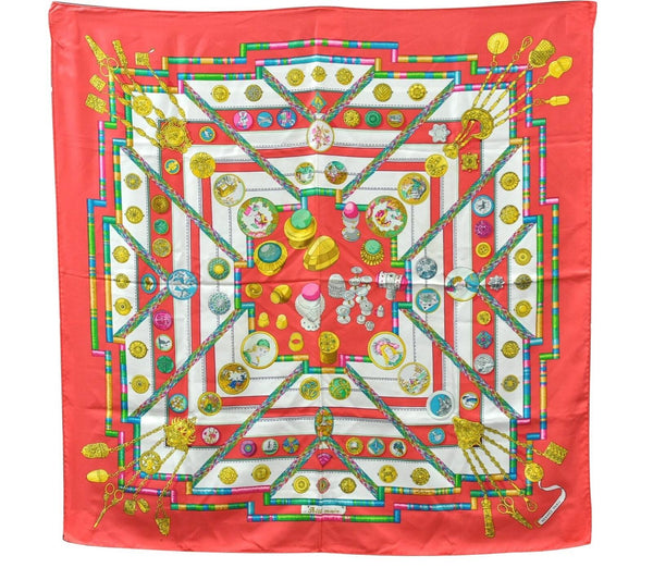 Authentic HERMES Carre 90 Scarf "Petite main" Silk Red 2572C
