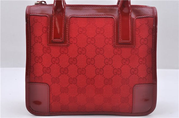 Authentic GUCCI Shoulder Hand Bag Purse GG Canvas Enamel 0000856 Red 2573D