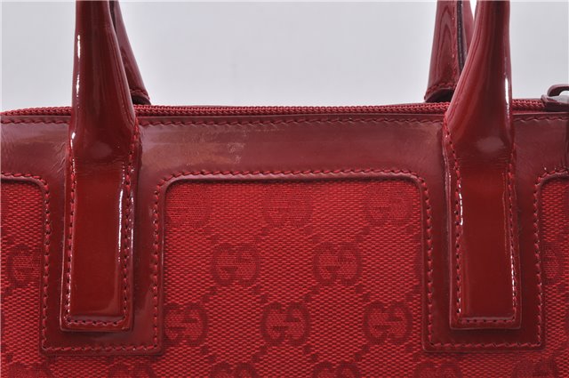 Authentic GUCCI Shoulder Hand Bag Purse GG Canvas Enamel 0000856 Red 2573D