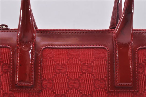 Authentic GUCCI Shoulder Hand Bag Purse GG Canvas Enamel 0000856 Red 2573D