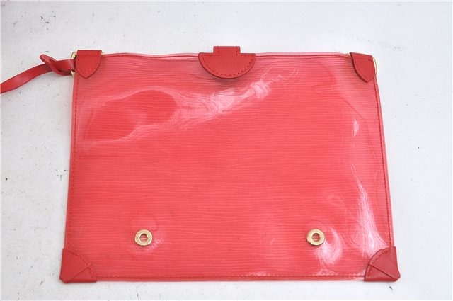 Authentic Louis Vuitton Epi Plage Lagoon Bay Tote Bag Clear Red M92150 LV 2574D