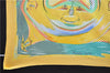 Authentic HERMES Pleats Scarf "Smiles in Third millenary" Silk Yellow Box 2576E