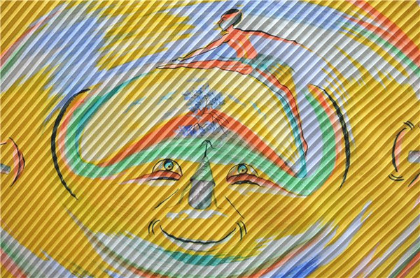 Authentic HERMES Pleats Scarf "Smiles in Third millenary" Silk Yellow Box 2576E