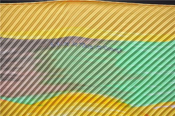 Authentic HERMES Pleats Scarf "Smiles in Third millenary" Silk Yellow Box 2576E