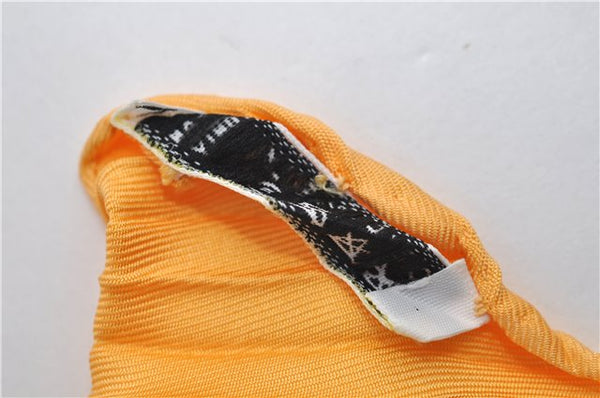 Authentic HERMES Pleats Scarf "Smiles in Third millenary" Silk Yellow Box 2576E