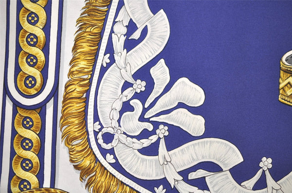 Authentic HERMES Carre 90 Scarf "BRIDE DE COUR" Silk Navy 2587I