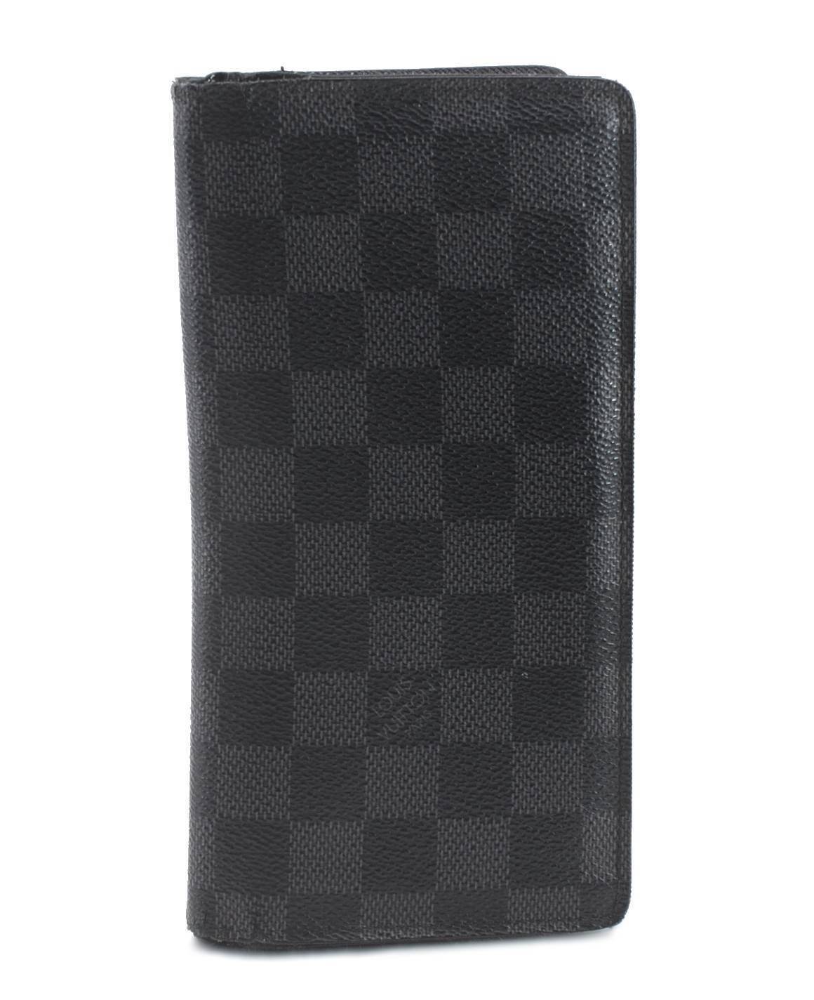 Auth Louis Vuitton Damier Graphite Portefeuille Brazza Wallet N62665 LV 2592C