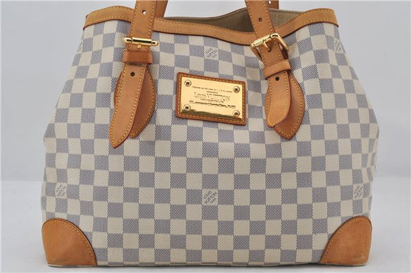 Auth Louis Vuitton Damier Azur Hampstead MM Shoulder Tote Bag N51206 LV 2593E