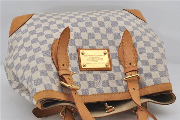 Auth Louis Vuitton Damier Azur Hampstead MM Shoulder Tote Bag N51206 LV 2593E