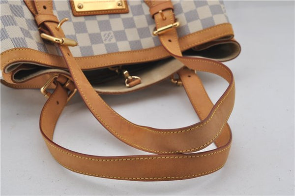 Auth Louis Vuitton Damier Azur Hampstead MM Shoulder Tote Bag N51206 LV 2593E