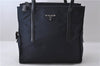 Authentic PRADA Nylon Leather Shoulder Tote Bag Navy Blue 2594D