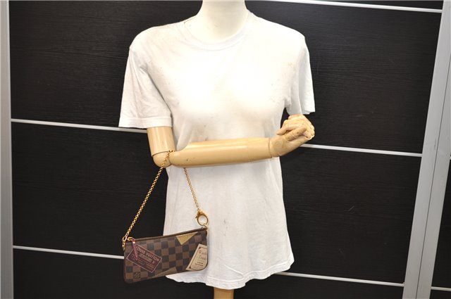 Authentic Louis Vuitton Damier Pochette Mira MM Accessory Pouch N63080 LV 2594E