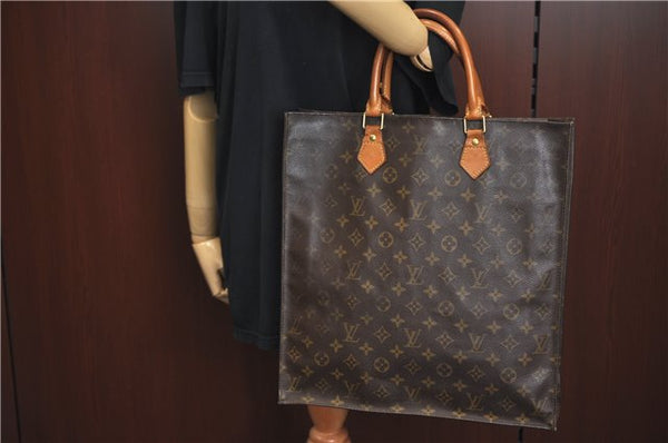 Authentic Louis Vuitton Monogram Sac Plat Hand Tote Bag M51140 LV 2595B