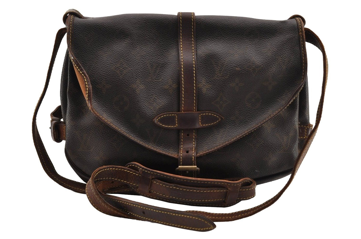 Authentic Louis Vuitton Monogram Saumur 30 Shoulder Cross Bag M42256 LV 2595I