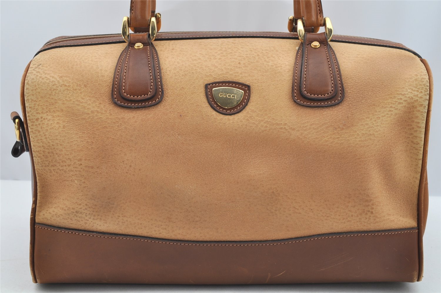 Authentic GUCCI Vintage 2Way Shoulder Hand Boston Bag Leather Brown 2599I