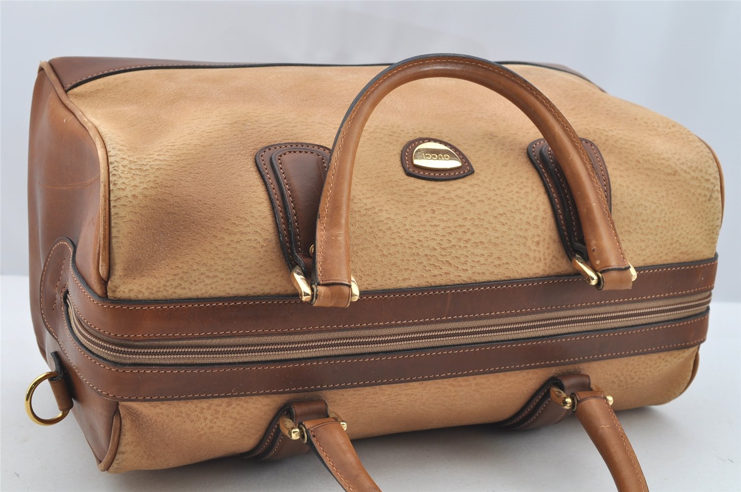 Authentic GUCCI Vintage 2Way Shoulder Hand Boston Bag Leather Brown 2599I