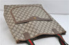 Authentic GUCCI Web Sherry Line Shoulder Tote Bag GG PVC Leather Brown 2601D