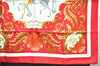 Authentic HERMES Carre 90 Scarf "Cheval Turc" Silk Red Box 2606E