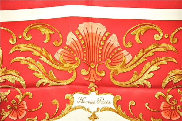 Authentic HERMES Carre 90 Scarf "Cheval Turc" Silk Red Box 2606E