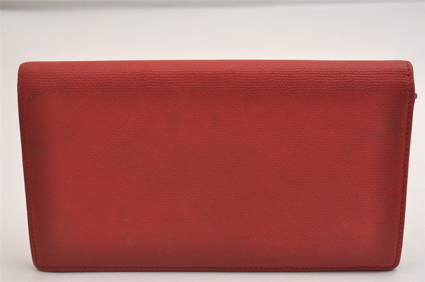 Authentic CHANEL Caviar Skin CoCo Button Long Bifold Wallet Purse Red 2606I