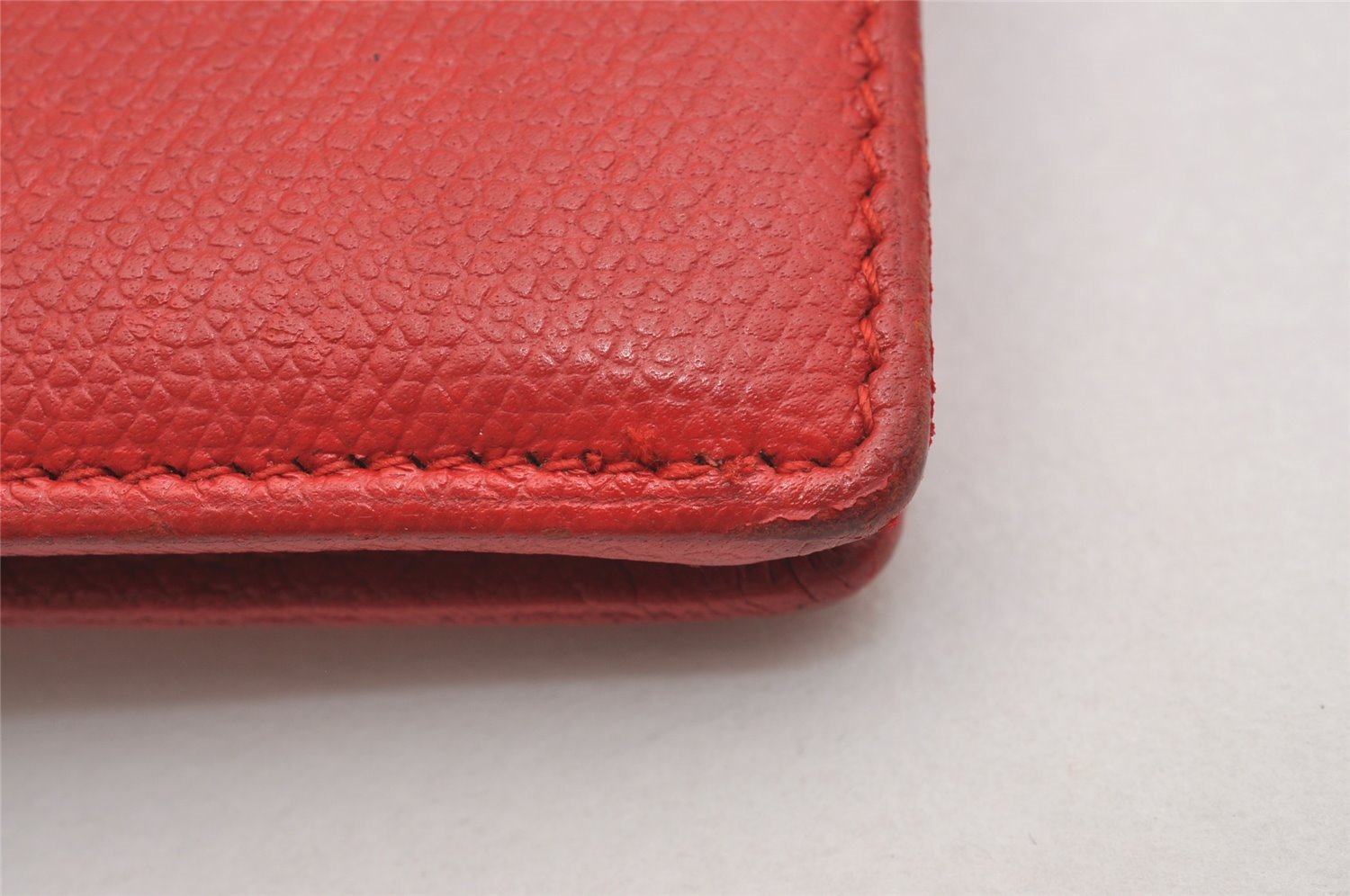 Authentic CHANEL Caviar Skin CoCo Button Long Bifold Wallet Purse Red 2606I