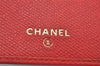 Authentic CHANEL Caviar Skin CoCo Button Long Bifold Wallet Purse Red 2606I