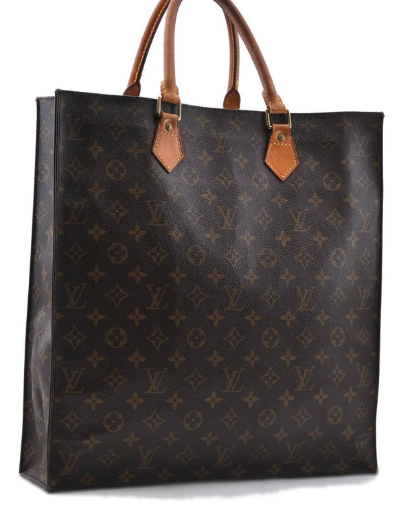 Authentic LOUIS VUITTON Monogram Sac Plat Hand Bag M51140 LV 2607C