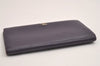 Authentic CHANEL Calf Skin CoCo Mark Long Bifold Wallet Purse Purple 2607I