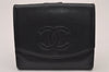 Authentic CHANEL Vintage Caviar Skin CoCo Mark Bifold Wallet Purse Black 2608I