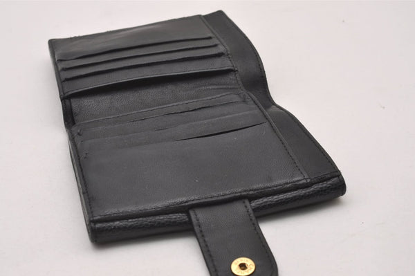 Authentic CHANEL Vintage Caviar Skin CoCo Mark Bifold Wallet Purse Black 2608I