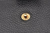 Authentic CHANEL Vintage Caviar Skin CoCo Mark Bifold Wallet Purse Black 2608I