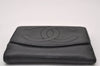 Authentic CHANEL Vintage Caviar Skin CoCo Mark Bifold Wallet Purse Black 2609I