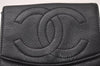 Authentic CHANEL Vintage Caviar Skin CoCo Mark Bifold Wallet Purse Black 2609I