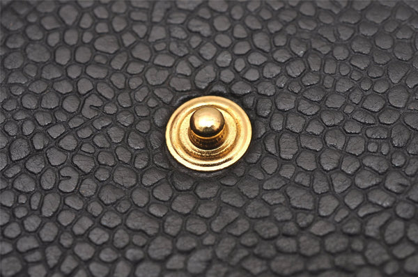 Authentic CHANEL Vintage Caviar Skin CoCo Mark Bifold Wallet Purse Black 2609I