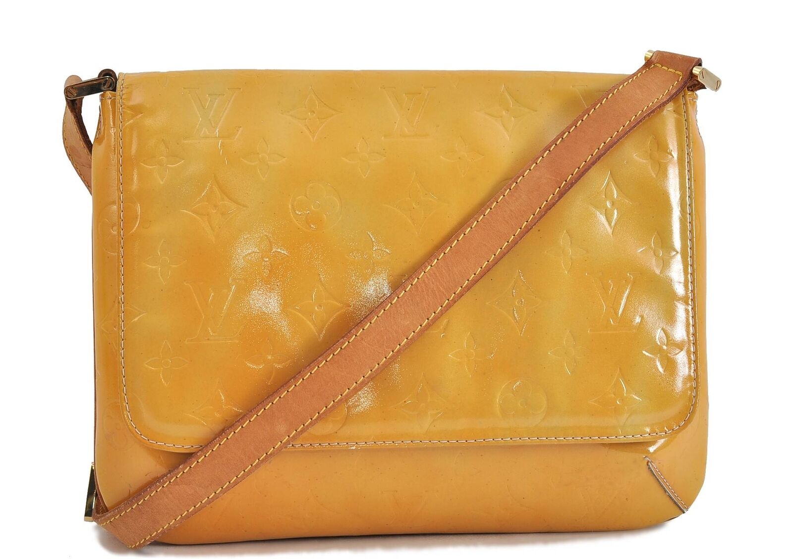 Auth Louis Vuitton Vernis Thompson Street Shoulder Bag Yellow M91069 LV 2610C