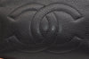 Authentic CHANEL Caviar Skin CC Logo Cosmetic Pouch Purse Black Junk 2610I