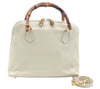 Authentic GUCCI Bamboo 2way Shoulder Hand Bag Purse Leather White Junk 2611H