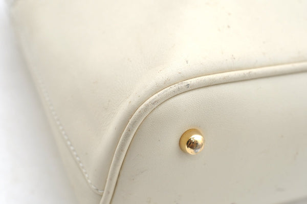 Authentic GUCCI Bamboo 2way Shoulder Hand Bag Purse Leather White Junk 2611H