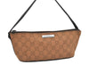 Authentic GUCCI Vintage Hand Bag Pouch Purse GG Canvas Leather 07198 Brown 2611I