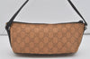 Authentic GUCCI Vintage Hand Bag Pouch Purse GG Canvas Leather 07198 Brown 2611I
