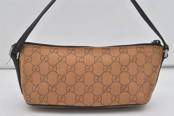 Authentic GUCCI Vintage Hand Bag Pouch Purse GG Canvas Leather 07198 Brown 2611I