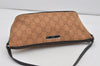 Authentic GUCCI Vintage Hand Bag Pouch Purse GG Canvas Leather 07198 Brown 2611I